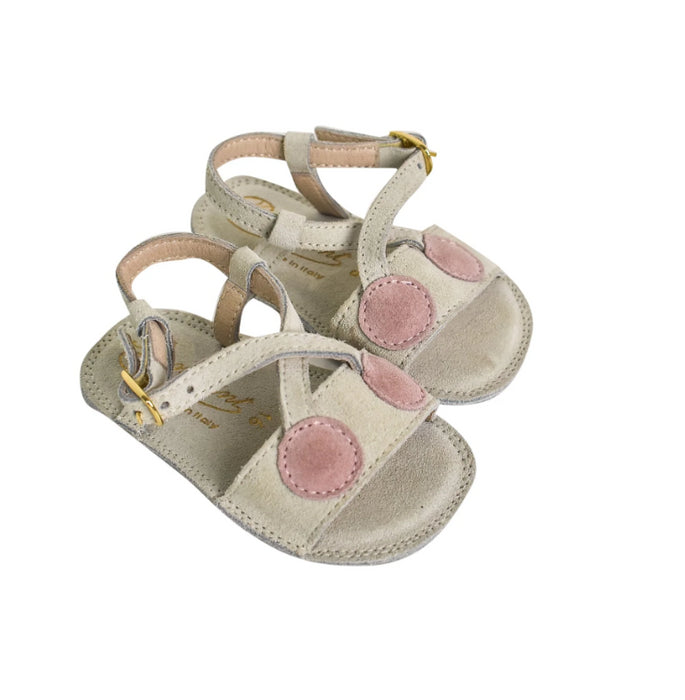A Grey Sandals from Bonpoint in size 0-3M for girl. (Back View)