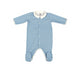A Blue Onesies from Petit Bateau in size 12-18M for neutral. (Front View)