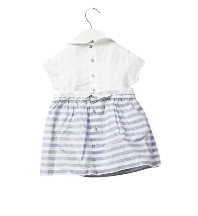 A Blue Short Sleeve Dresses from Laranjinha in size 6-12M for girl. (Back View)