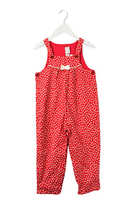 A Red Long Overalls from Rachel Riley in size 2T for girl. (Front View)