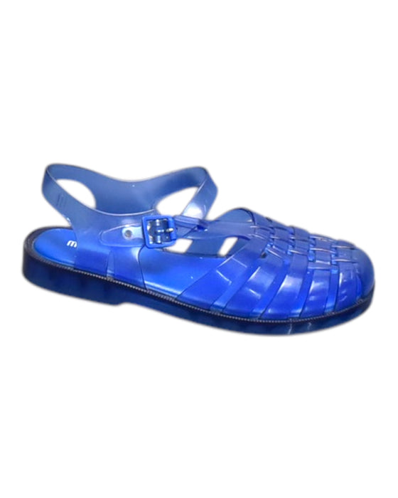 A Blue Sandals from Melissa in size 12Y for women. (Front View)