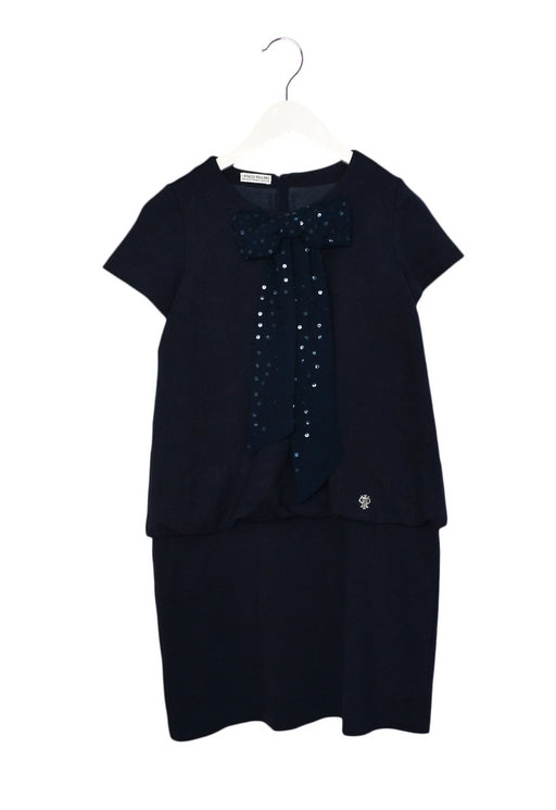 A Navy Short Sleeve Dresses from I Pinco Pallino in size 12Y for girl. (Front View)