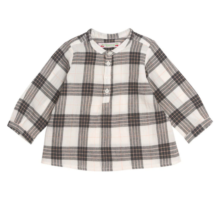 A Brown Long Sleeve Shirts from Bensimon Bonpoint in size 6-12M for boy. (Front View)