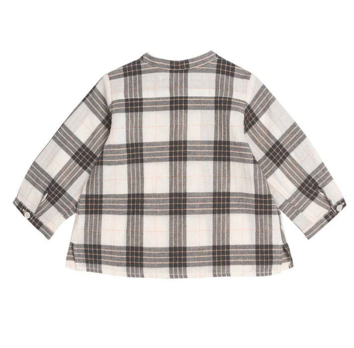 A Brown Long Sleeve Shirts from Bensimon Bonpoint in size 6-12M for boy. (Back View)