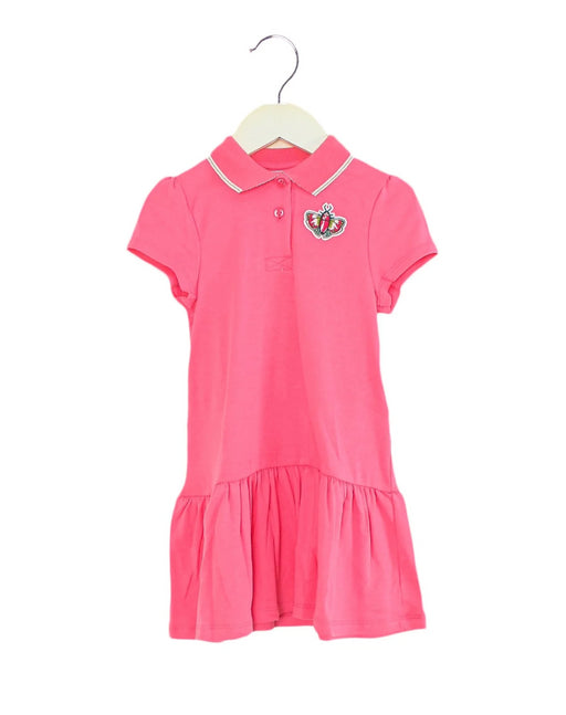 A Pink Short Sleeve Dresses from Petit Bateau in size 4T for girl. (Front View)