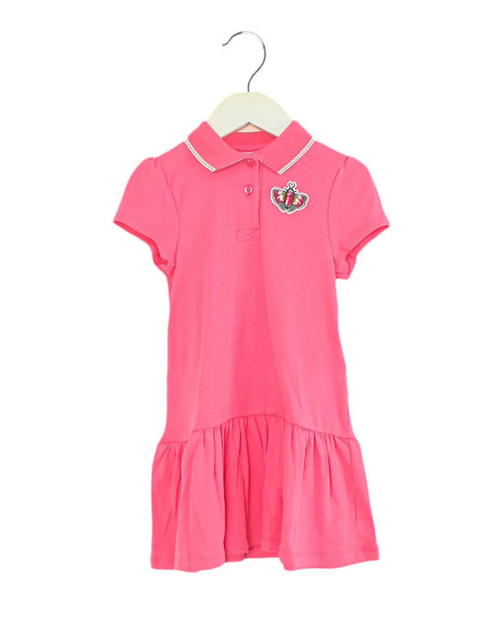 A Pink Short Sleeve Dresses from Petit Bateau in size 4T for girl. (Front View)