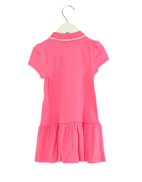 A Pink Short Sleeve Dresses from Petit Bateau in size 4T for girl. (Back View)