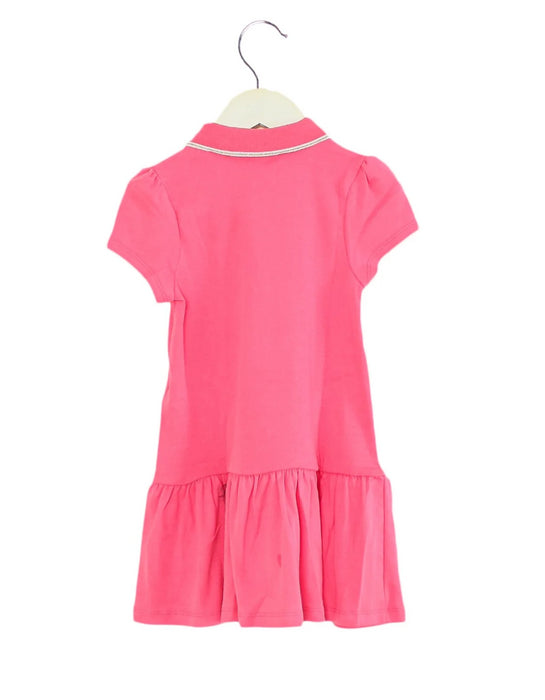 A Pink Short Sleeve Dresses from Petit Bateau in size 4T for girl. (Back View)
