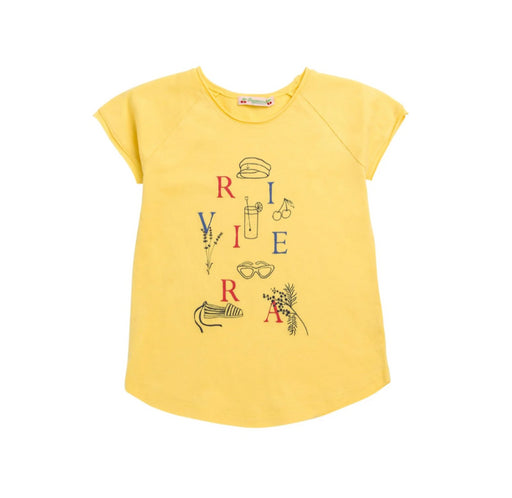 A Yellow Short Sleeve T Shirts from Bonpoint in size 4T for girl. (Front View)
