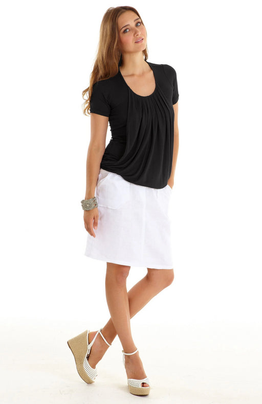A Black Short Sleeve Tops from Mothers en Vogue in size S for maternity. (Front View)