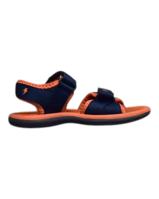 A Navy Sandals from Clarks in size 3T for neutral. (Front View)