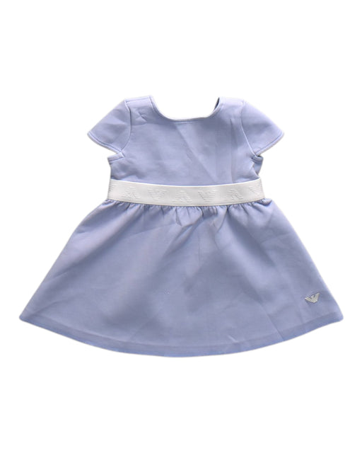 A Blue Short Sleeve Dresses from Emporio Armani in size 6-12M for girl. (Front View)