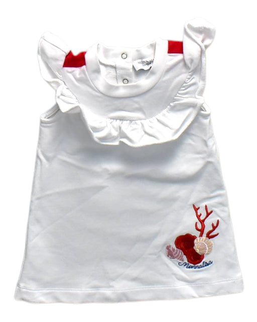A White Sleeveless Tops from Monnalisa in size 6-12M for girl. (Front View)
