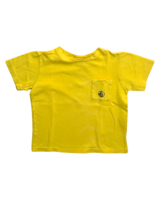 A Yellow Short Sleeve T Shirts from Petit Bateau in size 4T for boy. (Front View)