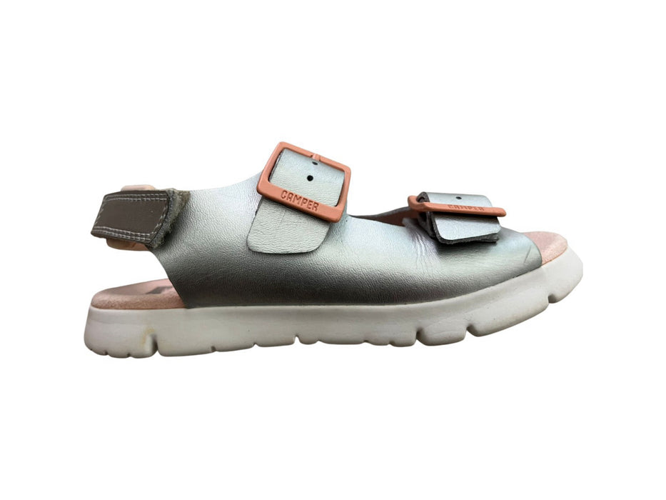 A Grey Sandals from Camper in size 6T for girl. (Front View)