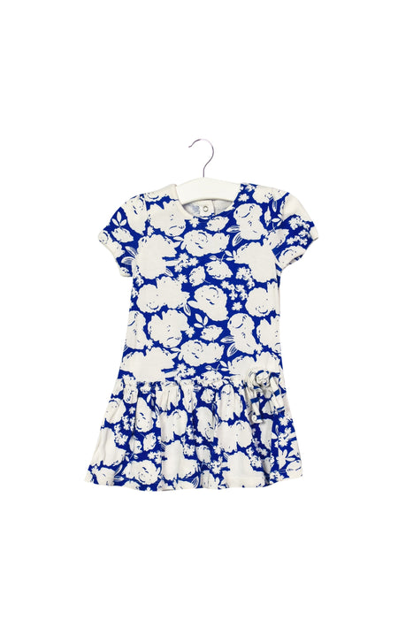 A Blue Short Sleeve Dresses from Petit Bateau in size 6-12M for girl. (Front View)