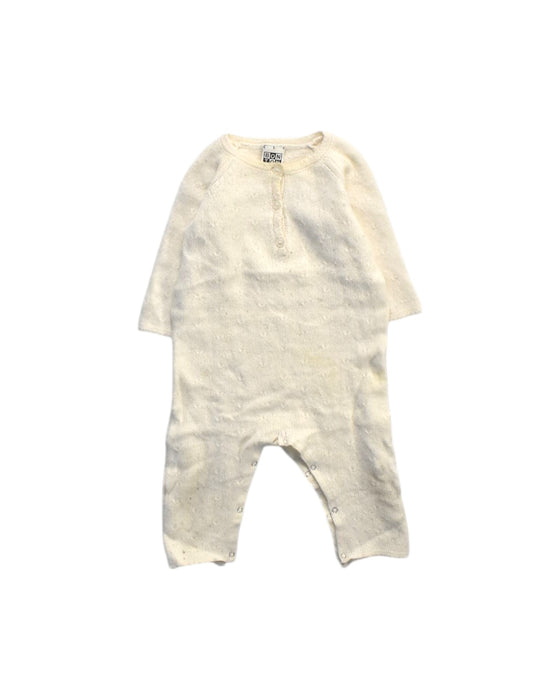 A Ivory Long Sleeve Rompers from Bonton in size 12-18M for neutral. (Front View)