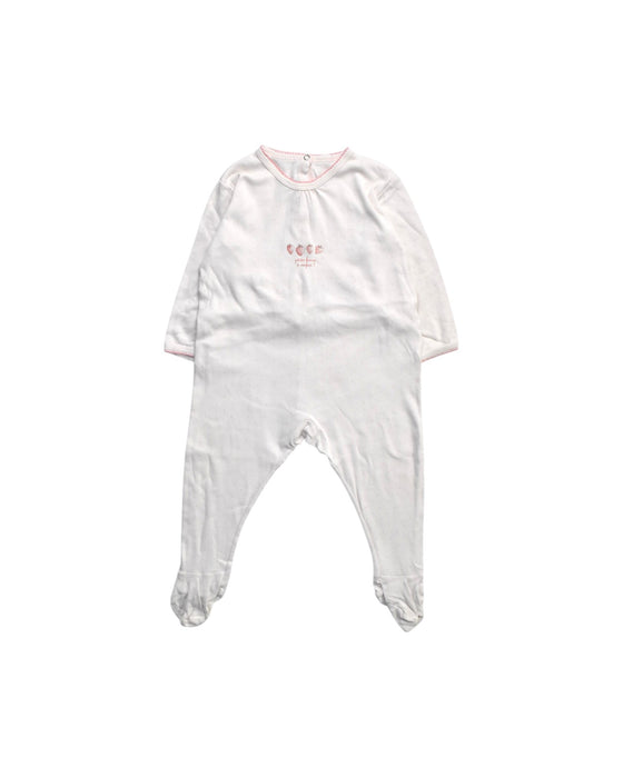 A White Onesies from Petit Bateau in size 18-24M for girl. (Front View)