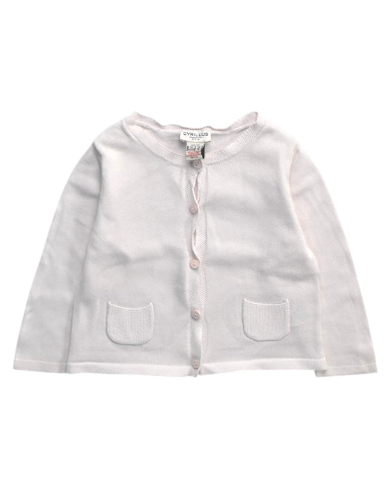 A White Cardigans from Cyrillus in size 12-18M for girl. (Front View)