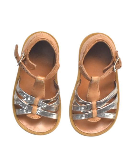 A Brown Sandals from Pom d’Api in size 18-24M for girl. (Back View)