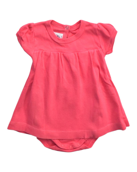 A Pink Short Sleeve Rompers from Petit Bateau in size 3-6M for girl. (Front View)