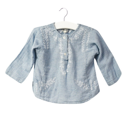A Blue Long Sleeve Tops from Bonton in size 12-18M for girl. (Front View)