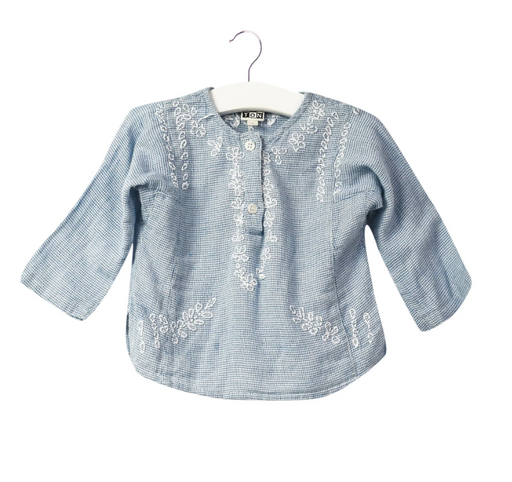 A Blue Long Sleeve Tops from Bonton in size 12-18M for girl. (Front View)