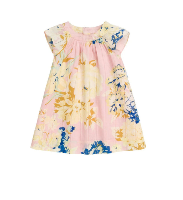 A Pink Short Sleeve Dresses from Bonpoint in size 3-6M for girl. (Front View)