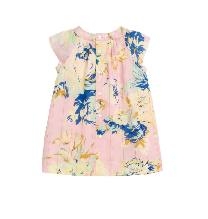 A Pink Short Sleeve Dresses from Bonpoint in size 3-6M for girl. (Back View)