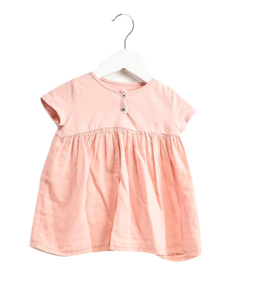 A Pink Short Sleeve Dresses from Emile et Ida in size 3-6M for girl. (Front View)