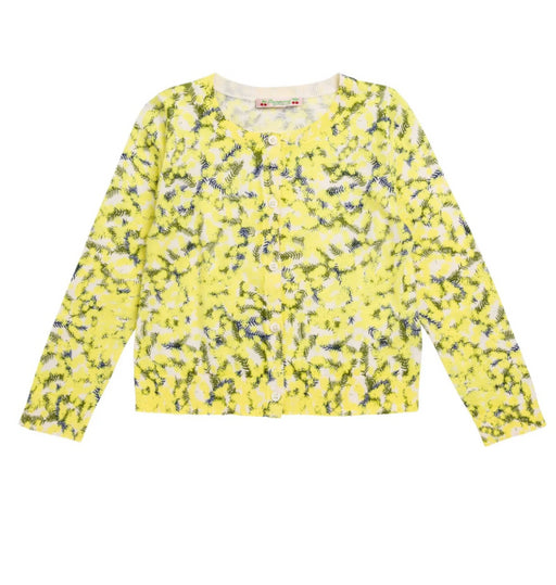 A Yellow Cardigans from Bonpoint in size 12Y for girl. (Front View)