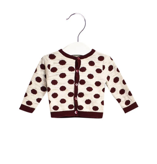 A Burgundy Cardigans from Bonpoint in size 3-6M for girl. (Front View)
