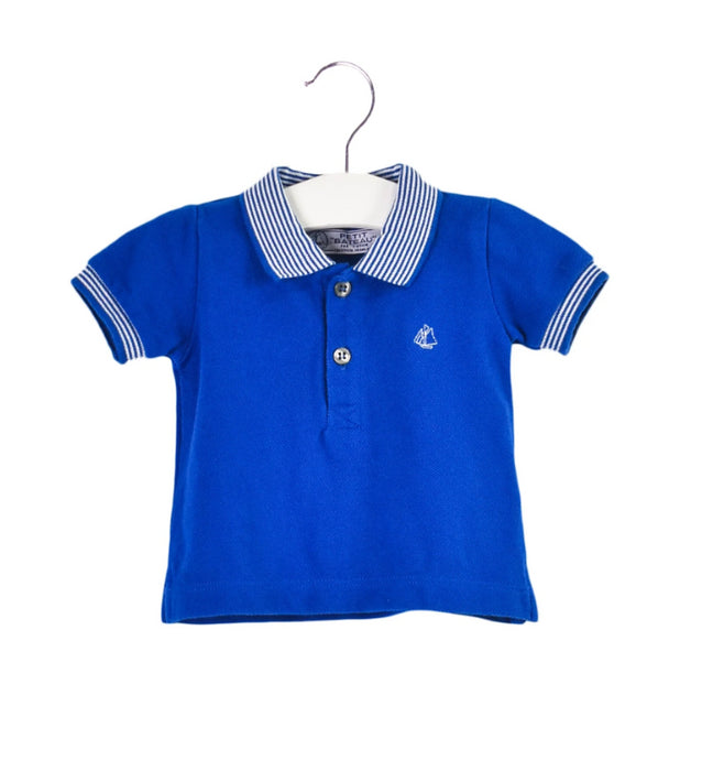A Blue Short Sleeve Polos from Petit Bateau in size 0-3M for boy. (Front View)