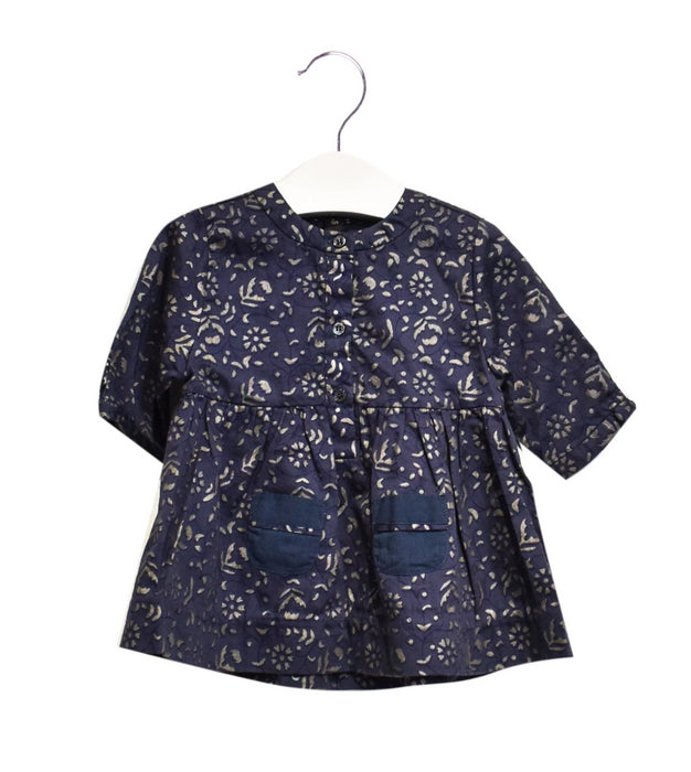 A Blue Long Sleeve Dresses from Velveteen in size 12-18M for girl. (Front View)