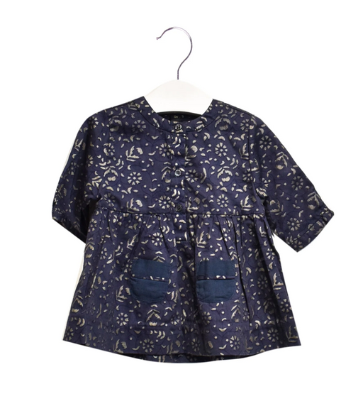 A Blue Long Sleeve Dresses from Velveteen in size 12-18M for girl. (Front View)