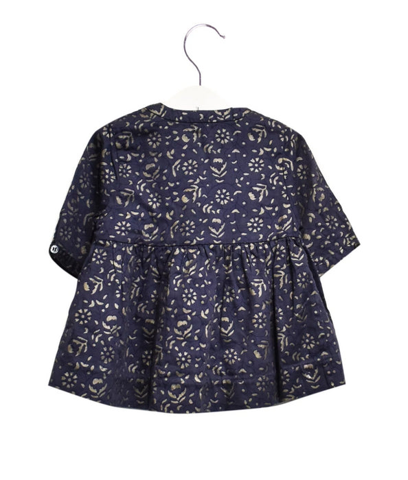 A Blue Long Sleeve Dresses from Velveteen in size 12-18M for girl. (Back View)