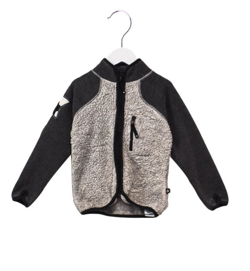 A Grey Zippered Sweatshirts from Molo in size 3T for girl. (Front View)