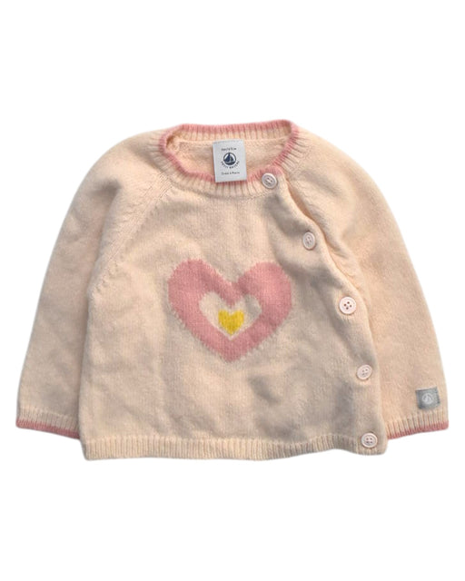 A Peach Cardigans from Petit Bateau in size 6-12M for girl. (Front View)