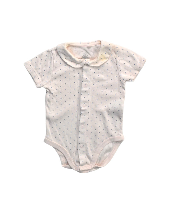 A White Short Sleeve Bodysuits from Petit Bateau in size 6-12M for girl. (Front View)