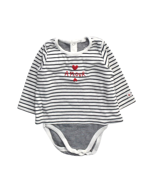 A White Long Sleeve Bodysuits from Petit Bateau in size 6-12M for girl. (Front View)