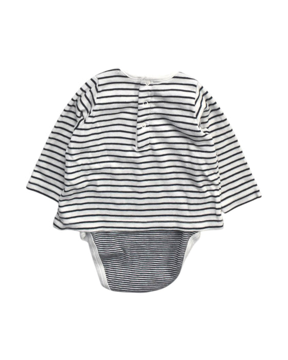 A White Long Sleeve Bodysuits from Petit Bateau in size 6-12M for girl. (Back View)