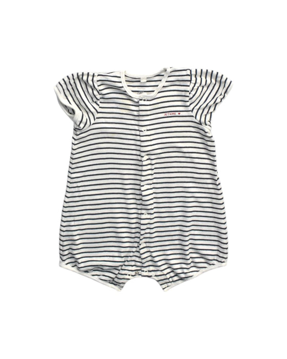 A White Short Sleeve Rompers from Petit Bateau in size 12-18M for neutral. (Front View)