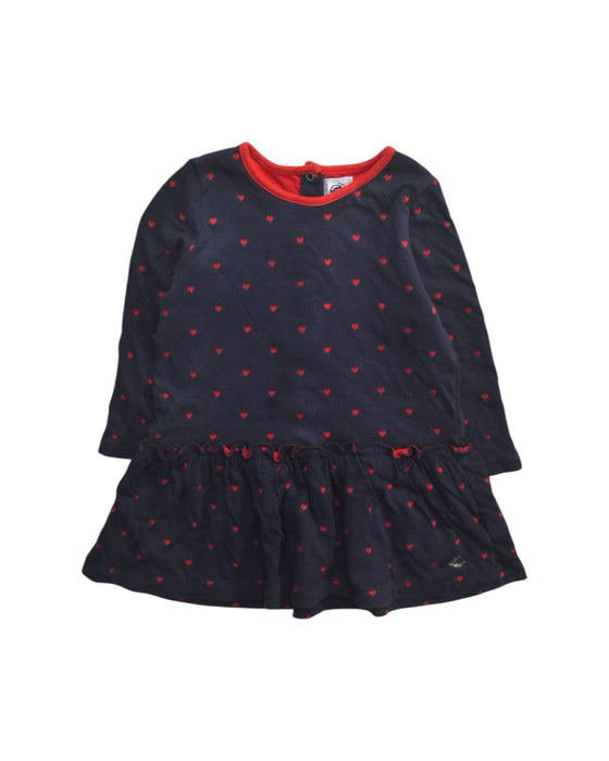 A Navy Long Sleeve Dresses from Petit Bateau in size 18-24M for girl. (Front View)