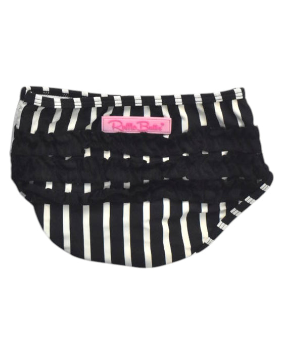 A Black Swim Diapers from RuffleButts in size 18-24M for girl. (Back View)