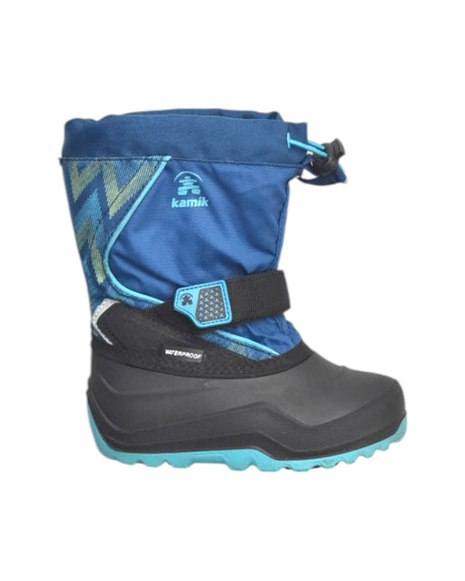 A Black Winter Boots from Kamik in size 4T for boy. (Front View)