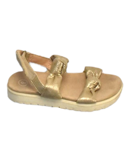 A Gold Sandals from Retykle in size 3T for girl. (Front View)