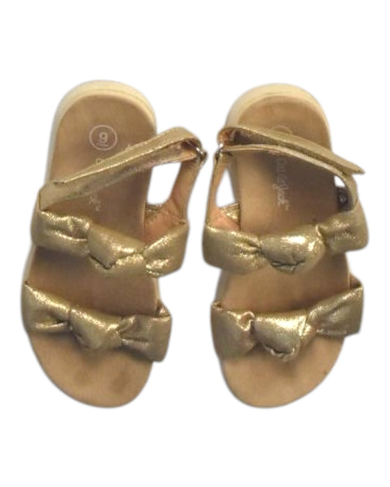 A Gold Sandals from Retykle in size 3T for girl. (Back View)