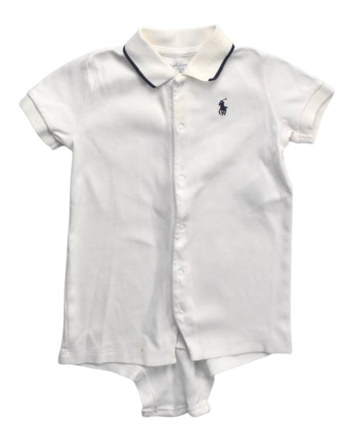 A White Short Sleeve Bodysuits from Ralph Lauren in size 6-12M for boy. (Front View)