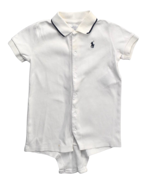 A White Short Sleeve Bodysuits from Ralph Lauren in size 6-12M for boy. (Front View)