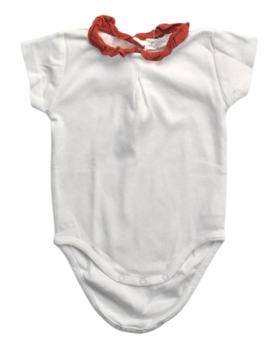 A White Short Sleeve Bodysuits from Chateau de Sable in size 6-12M for girl. (Front View)